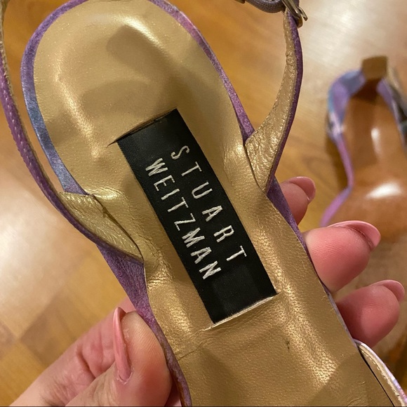 Vintage 90s y2k Stuart Weitzman purple floral sling back heels 6.5 - Picture 6 of 7